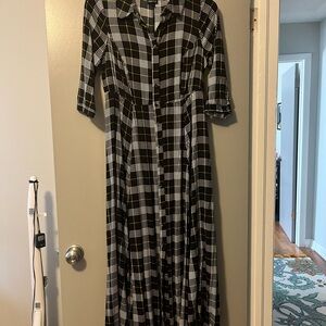 Torrid Black and White Buttoned Sundress with Notched Collar